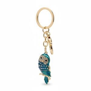 Gold and Blue Owl Keychain